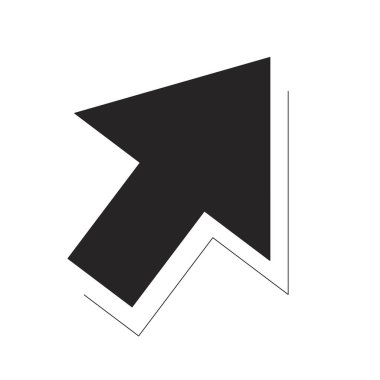 Sağ 2B siyah nesneyi gösteren kalın köşegen ok. Büyüme yön sembolü. Yukarı doğru fare imleci. Şekillendirilmiş işaretçi izole edilmiş klipart vektör mürekkebi ögesi. Tek renkli nokta illüstrasyonu