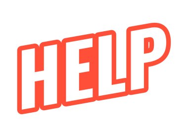 Modern kalın hatlı web ögesine yardım et. Yardım talebi. Müşteri desteği. Kullanıcı yönlendirmesi. İnternet sitesi faq servisi. Kırmızı hatlı eğimli metin tasarımı. Açılı tipografi, UI UX. Oswald yazı tipi kullanıldı