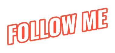 Beni takip edin, modern, kalın hatlı web elementi. Takipçileri davet et. Abone sayısını arttırın. Arkadaş ekle. Takipçileri topla. Kırmızı hatlı eğimli metin tasarımı. Açılı tipografi, UI UX. Oswald yazı tipi kullanıldı