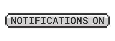 Monokrom piksel sanat düğmesi uyarıları. Alarm güncellemesi. Yeni içerik hatırlatıcı. Anında bildir. Gri tonlu eski UI. 8 bitlik bir tomografi. Pikselleştirilmiş 16bit web etiketi. Kullanılan Roboto Mono yazı tipi