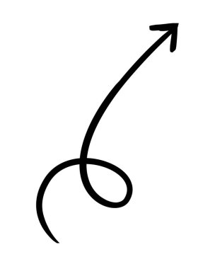 Uzun, yuvarlak, elle çizilmiş bir çizim. Zarif döngü sağa doğru süpürülüyor. Yükseliş eğrisi. Karalama yönü. Asgari siyah işaret. Mürekkep el yazması sembolü. Scribble illüstrasyonu