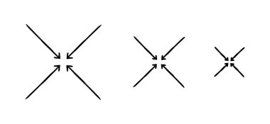 Çapraz oklar elle çizilmiş çizim elementini gösteriyor. Paylaşılan merkezileşmeye odaklan. Karalama yönü. Asgari siyah noktalar. Mürekkep el yazısıyla yazılmış semboller. Scribble illüstrasyonu