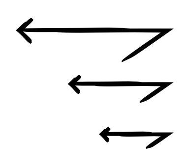 Aşağı inen boyuttaki sol oklar elle çizilmiş çizim grafik ögesi seti. Yönlendirme geri döndü. Görsel vurgu. Karalama yönü. Asgari siyah noktalar. Mürekkep el yazısıyla yazılmış semboller. Scribble illüstrasyonu