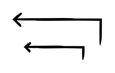 Sağ açı okları sol elle çizilmiş grafik ögesine dönüyor. 90 derecelik kıvrımlar solu işaret ediyor. Karalama yönü. Asgari siyah noktalar. Mürekkep el yazısıyla yazılmış semboller. Scribble illüstrasyonu