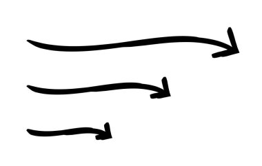 Aşağı eğimli oklar, sağ elle çizilmiş çizim grafik elementine ayarlandı. Yumuşak akış. Yumuşak kıvrım. Düşen trend. Karalama yönü. Asgari siyah noktalar. Mürekkep el yazısıyla yazılmış semboller. Scribble illüstrasyonu