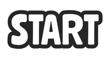 Eylem etiketine cesur özet çağrısını başlat. Harekete geçin. İşlem başlatılıyor. Fırlatma aracı. Özelliği başlat. Tetik. Siyah beyaz metin. Kabarcık harfleri. Oyuncu tasarım kelimesi. Kullanılan çiftlik yazı tipi