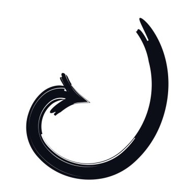 Pürüzsüz, içe dönük, kalın ve çarpıcı bir ok. İçgözlem yapmaya odaklan. Yuvarlak dönüş. Döndürme hareketi. Etkileyici grunge işaretleyici işaretleyici. Kabataslak bir yön. Vektör illüstrasyonu