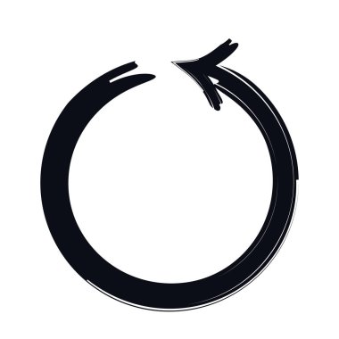 Saat yönünün tersi yönünde dairesel ok döngüsü kalın ve çarpıcı bir şekilde. Süreç devam ediyor. Yuvarlak tekrar. Etkileyici grunge işaretleyici işaretleyici. Kabataslak bir yön. Vektör illüstrasyonu