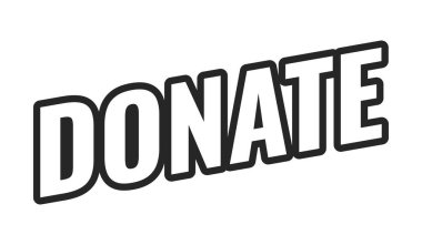 Kalın siyah hatlı web düğmesi bağışlayın. Bağış desteği. Finansal katkı. Bağış yap. Bağış toplama programı. Minimum büyük harf metni. Beyaz dolgulu açılı harfler. UI UX. Oswald yazı tipi kullanıldı