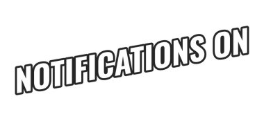 Koyu siyah hatlı web düğmesindeki uyarılar. Alarm güncellemesi. Yeni içerik hatırlatıcı. Anında bildir. Minimum büyük harf metni. Beyaz dolgulu açılı harfler. UI UX. Oswald yazı tipi kullanıldı