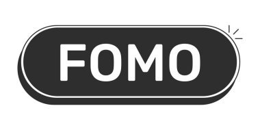 FOMO modern siyah UI elementini yuvarladı. Kaçırma korkusu. Olay uydurma. Satış aciliyeti. Özel erişim hakkı. Gelişmelerden haberdar ol. Tek renkli tıklanabilir düğme. Beyaz kalın metinli düz web CTA. Kullanılan Rubik yazı tipi