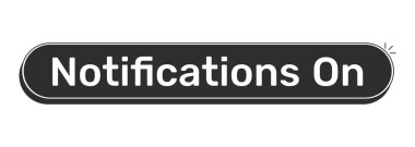 Yuvarlak, siyah UI elementinin bildirimleri. Alarm güncellemesi. Yeni içerik hatırlatıcı. Anında bildir. Tek renkli tıklanabilir düğme. Beyaz kalın metinli düz web CTA. Kullanılan Rubik yazı tipi