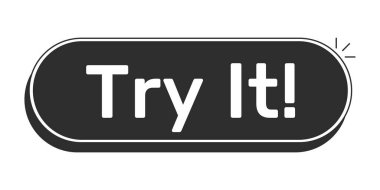 Modern siyah UI elementini dene. Deneme işlevi. Kullanıcı etkileşimi. Test aracı. Önizleme modu. Demo özelliği. Tek renkli tıklanabilir düğme. Beyaz kalın metinli düz web CTA. Kullanılan Rubik yazı tipi