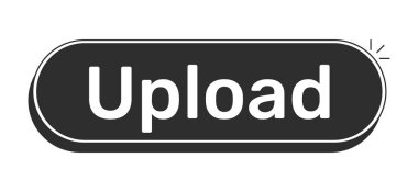 Yuvarlak siyah UI elementini yükle. Dosyayı gönder. İçeriği gönder. Kullanıcı paylaşımı. Belge, ortam aktarım aracı. Tek renkli tıklanabilir düğme. Beyaz kalın metinli düz web CTA. Kullanılan Rubik yazı tipi