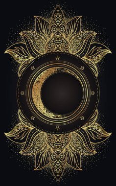 Ay büyüsü. Üçlü ay pagan ay tanrıçası sembolü. Üç yüzlü Tanrıça. Bakire, Anne, Kocakarı vektör çizimi. Dövme, astroloji, simya, boho ve sihirli sembol
