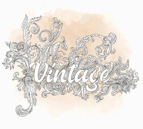 Ensemble d'éléments design vintage : Florals. Des contours complexes sur fond de grunge. Illustration vectorielle. — Image vectorielle