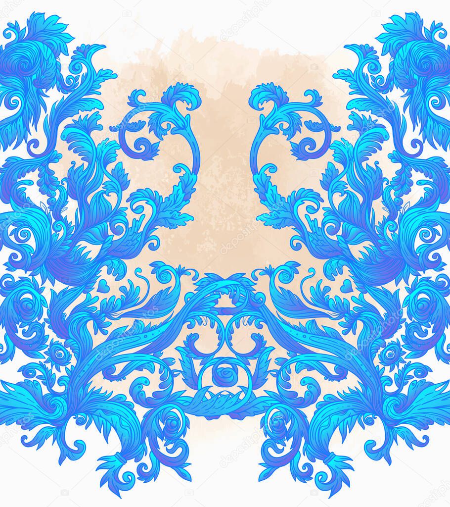 Seamless vintage background brown baroque pattern. Vector illustration.