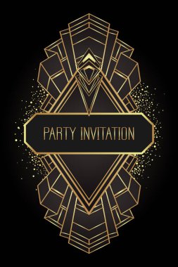 Art Deco vintage modelleri ve tasarım elementleri. Geçmişe dönük geometrik arka plan 1920 tarzında ayarlandı. Vektör illüstrasyonu.