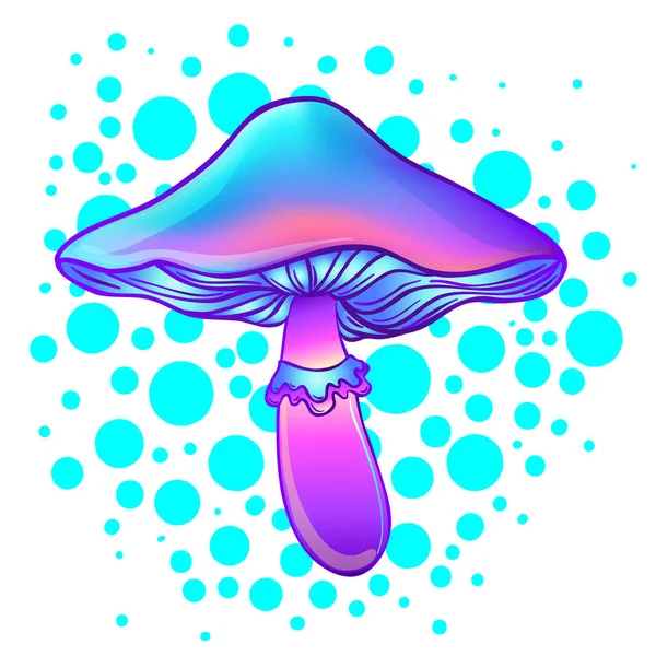 Magic mushrooms. Psychedelic hallucination. Vibrant vector illustration. 60s style art. — Stock Vector