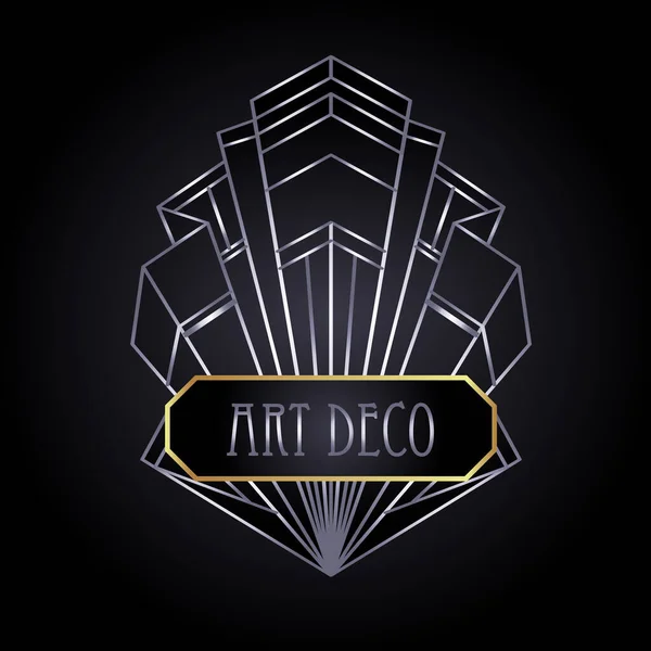 Art Deco vintage altın ve gümüş tasarım elementleri siyahtan önce gelir. Geçmişe dönük geometrik arka plan 1920 tarzında ayarlandı. Cazibe partisi, düğün veya tekstil için vektör illüstrasyonu. — Stok Vektör