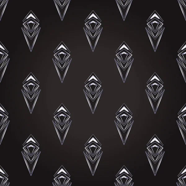 Art deco style geometric seamless pattern in black and silver. Vector illustration. Roaring 1920 design. Jazz era inspired. Vintage Fabric, textile, wrapping paper, wallpaper. — Stock Vector