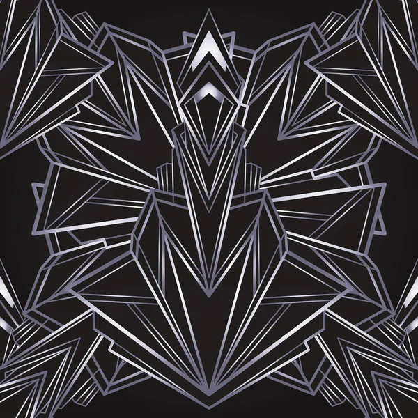 黒と銀のアール・デコ様式の幾何学的なシームレスなパターン。ベクトルイラスト。1920年の設計。ジャズ時代にインスパイアされた。ヴィンテージファブリック,テキスタイル,包装紙,壁紙. — ストックベクタ