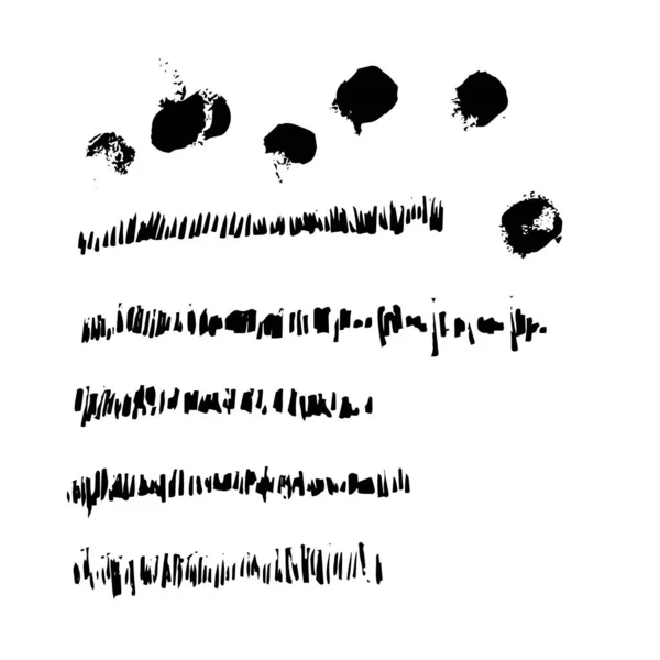 Набір елементів мальованої монохромної текстури. Векторні ілюстрації ізольовані на білому. Абстрактні художні чорнильні плями ручної роботи. Шаблон тексту. Чорно-білі відтінки. Текстура гранж . — стоковий вектор