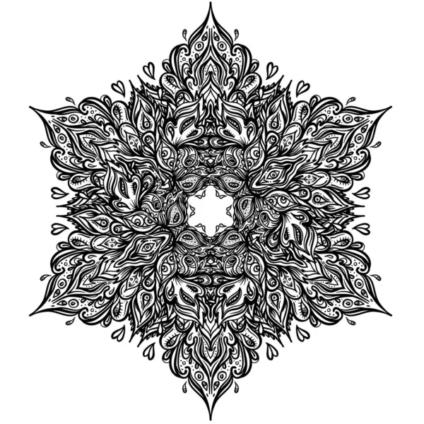 Lotus en Heilige Geometrie. Ayurveda symbool van harmonie en evenwicht, en universum. Tattoo vlees ontwerp, yoga logo. Boho print, poster, t-shirt textiel. Geïsoleerde vectorillustratie. — Stockvector