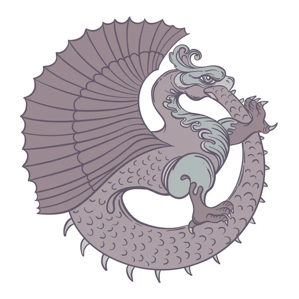Ουροβόρος. Φίδι ή δράκος τρώει την ουρά του. Αρχαίο σύμβολο του αιώνιου κύκλου της ζωής, του θανάτου και της αναγέννησης. Εικονογράφηση διάνυσμα τατουάζ φίδι — Διανυσματικό Αρχείο