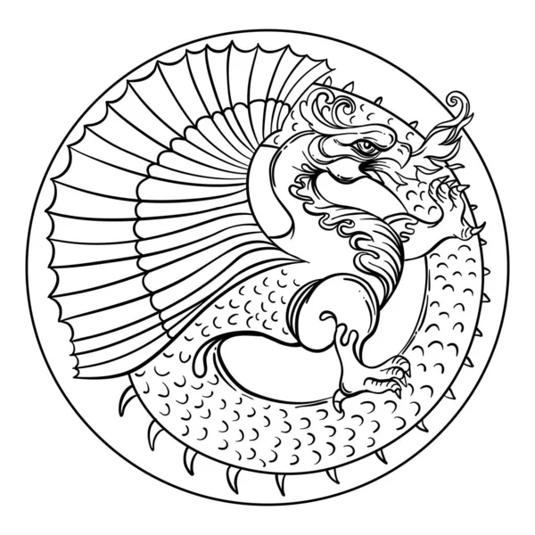 Ouroboros. Serpente ou dragão comendo sua própria cauda. Símbolo antigo do ciclo eterno de vida, morte e renascimento. Ilustração do vetor da tatuagem da serpente — Vetor de Stock