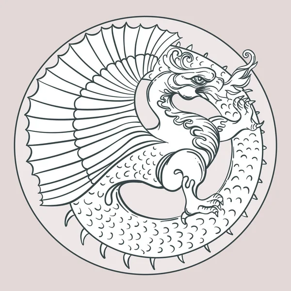 Ouroboros. Serpente ou dragão comendo sua própria cauda. Símbolo antigo do ciclo eterno de vida, morte e renascimento. Ilustração do vetor da tatuagem da serpente —  Vetores de Stock