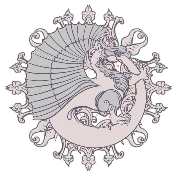 Ouroboros. Slang of draak die zijn eigen staart opeet. Oud symbool van eeuwige cyclus van leven, dood en wedergeboorte. Serpent tatoeage vector illustratie — Stockvector