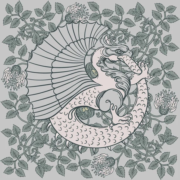 Уроборос. Змей или дракон, поедающий собственный хвост. Древний символ вечного цикла жизни, смерти и возрождения. Векторная иллюстрация татуировки змеи — стоковый вектор