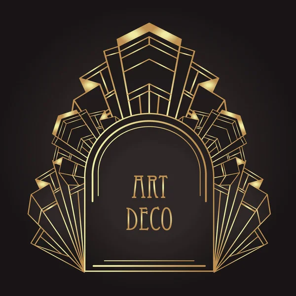 Art Deco вінтажні золоті візерунки над чорними, рамами та елементами дизайну. Геометричне тло партії Ретро — стоковий вектор