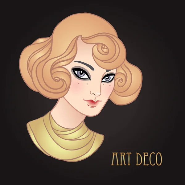 Art Deco vintage illustration av flipper flicka. Retro party karaktär på 1920-talet stil. Vektordesign för glamour event. — Stock vektor