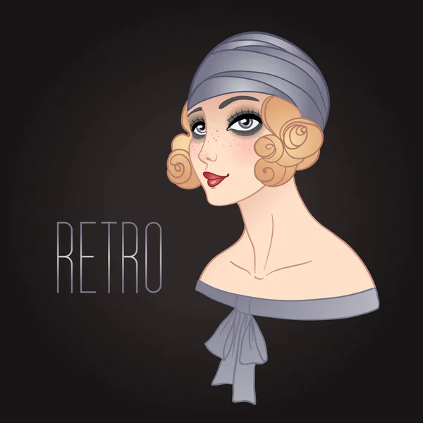 Art Deco vintage illustration of flapper girl. Retro party character in 1920s style. Vector design for glamour event. — Stock Vector