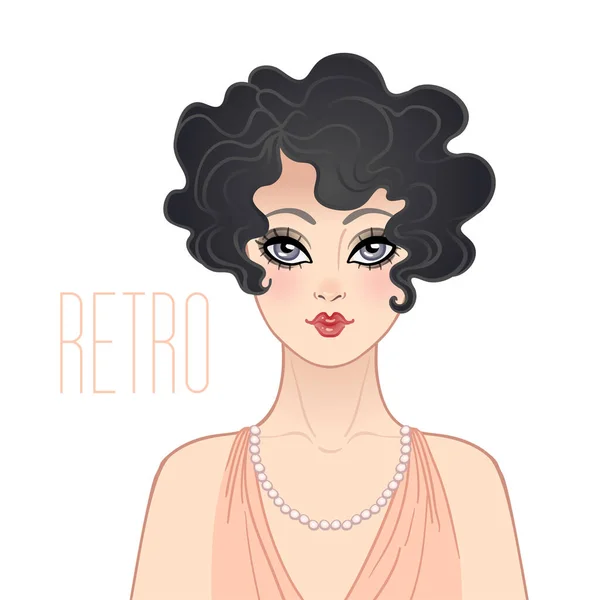 Art Deco vintage illusztrációja flapper lány. Retro party karakter az 1920-as években stílusban. Vektortervezés a csillogás eseményéhez. — Stock Vector