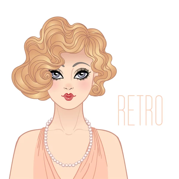 Art Deco vintage illustratie van flapper meisje. Retro party karakter in jaren 1920 stijl. Vectorontwerp voor glamour event. — Stockvector