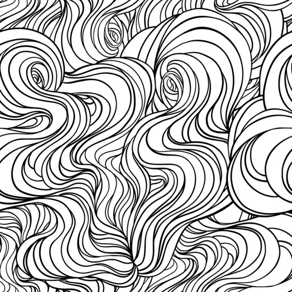 Vektorfarbe abstraktes handgezeichnetes Haarmuster mit Wellen und Wolken. — Stockvektor