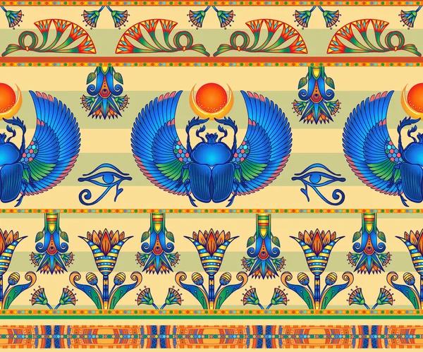 Het oude Egypte. Vintage naadloos patroon met Egyptische symbolen. Retro vector herhalende illustratie. — Stockvector