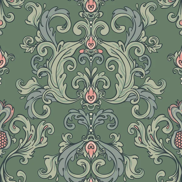 Floral vintage seamless pattern for retro wallpapers. Enchanted Vintage Flowers. Arts and Crafts movement inspired. Design in William Morris style — Stock Vector