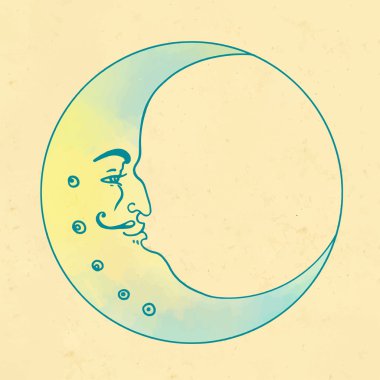 Ay. Vintage gravür tarzı.