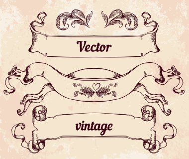 Vintage tarzı tasarım öğeleri, şeritler