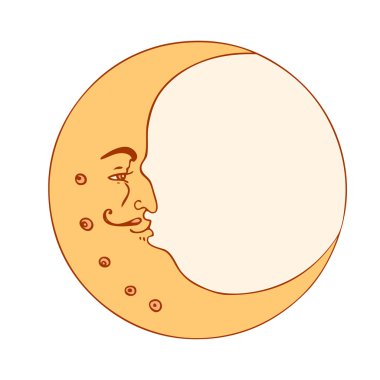 Ay. Vintage gravür tarzı.