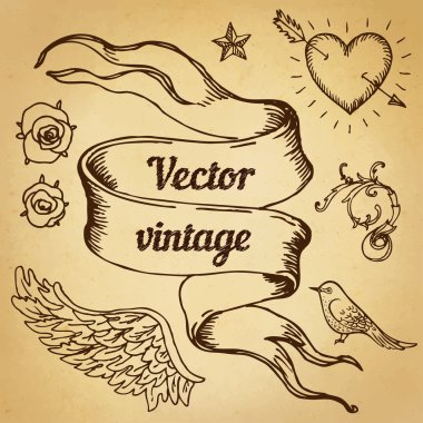 Vintage tarzı tasarım öğeleri, şerit