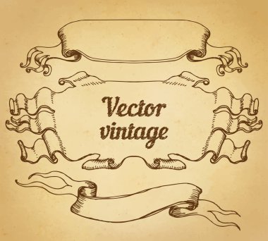 Vintage tarzı tasarım öğeleri, şeritler