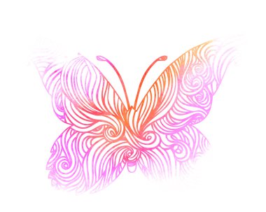 Beyaz arka planda pembe kelebek