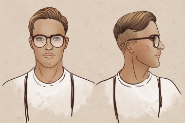 Şık moda adam gözlüklü portresi