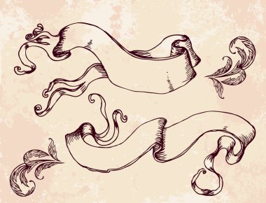 Vintage tarzı tasarım öğeleri, şeritler