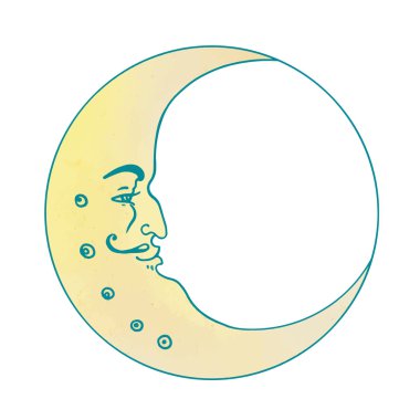 Ay. Vintage gravür tarzı.